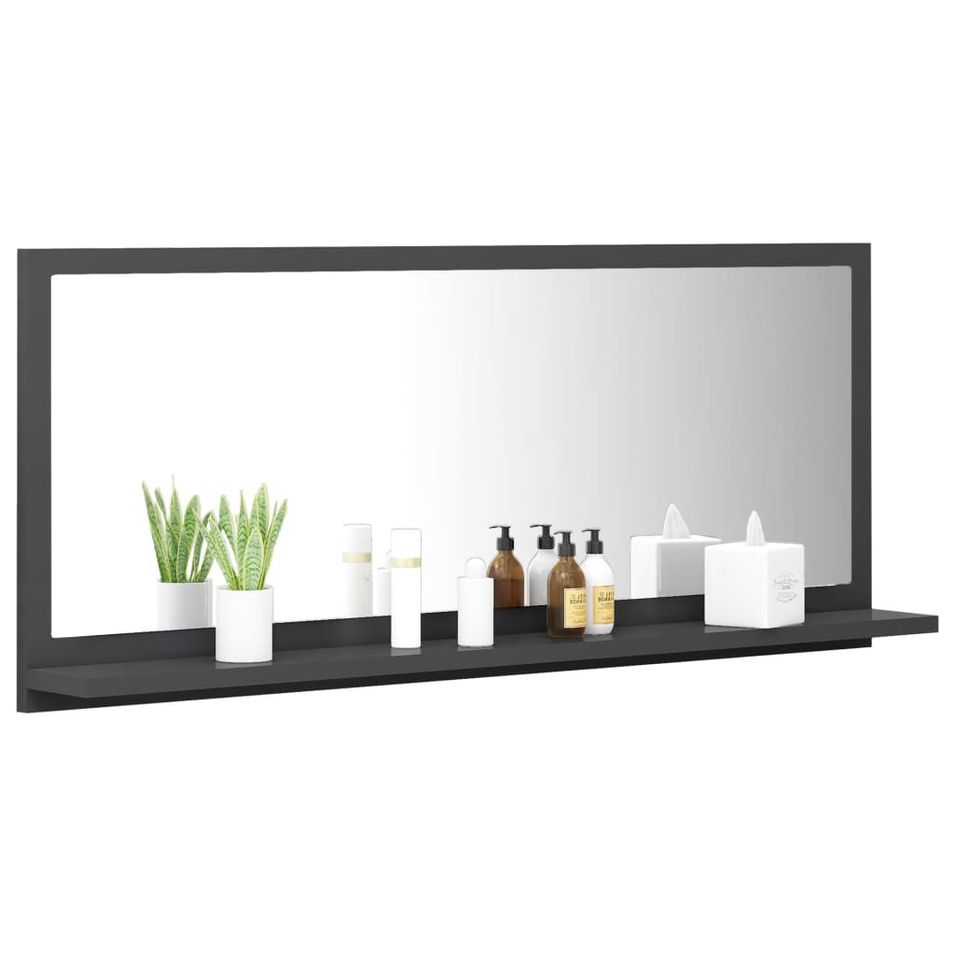 Miroir de salle de bain Gris 90x10,5x37 cm - Photo n°1