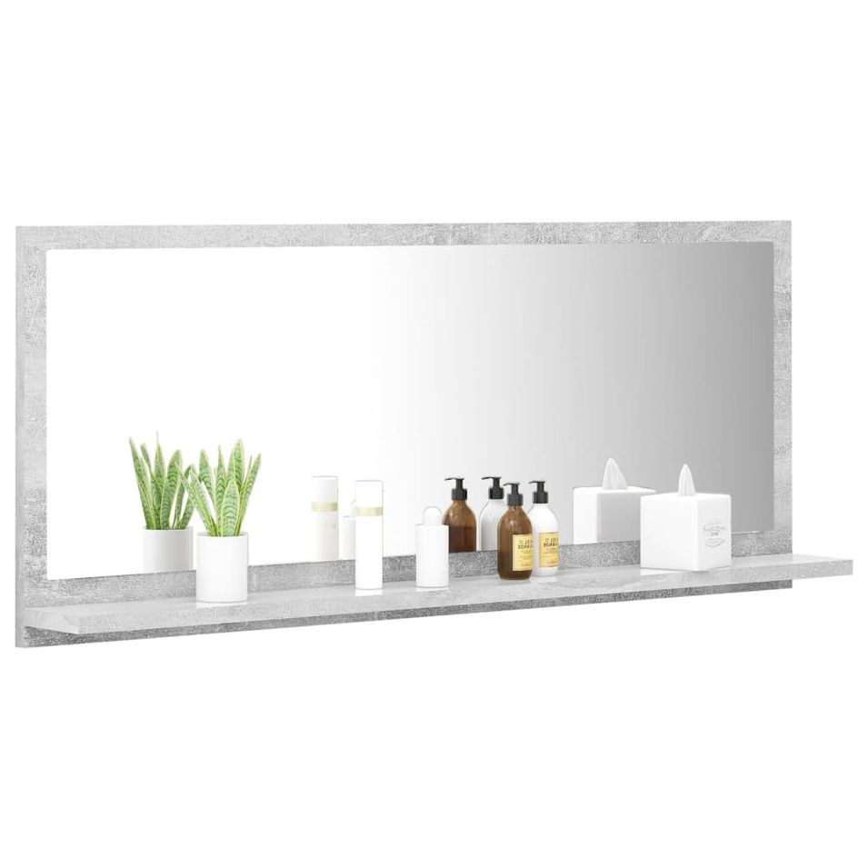 Miroir de salle de bain Gris béton 90x10,5x37 cm - Photo n°1