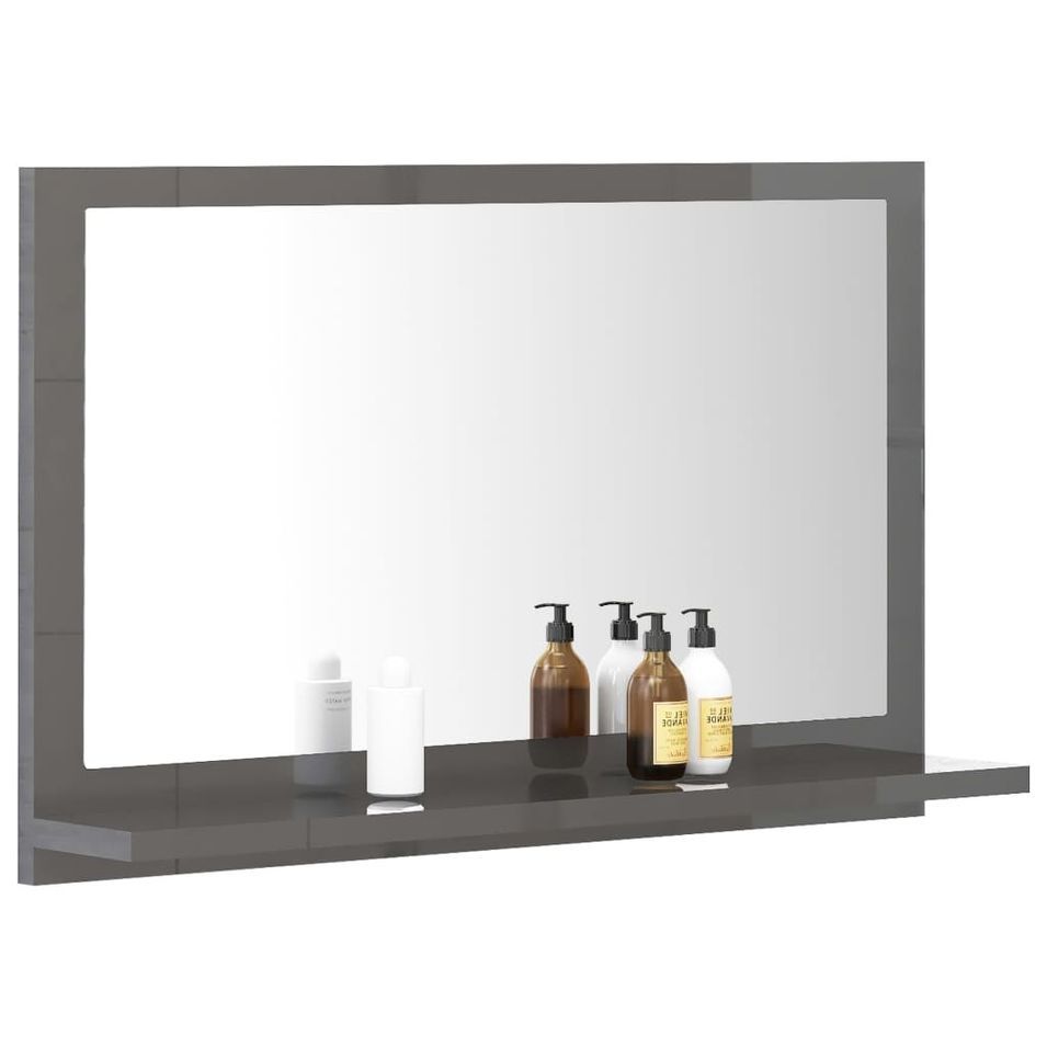 Miroir de salle de bain Gris brillant 60x10,5x37 cm - Photo n°1