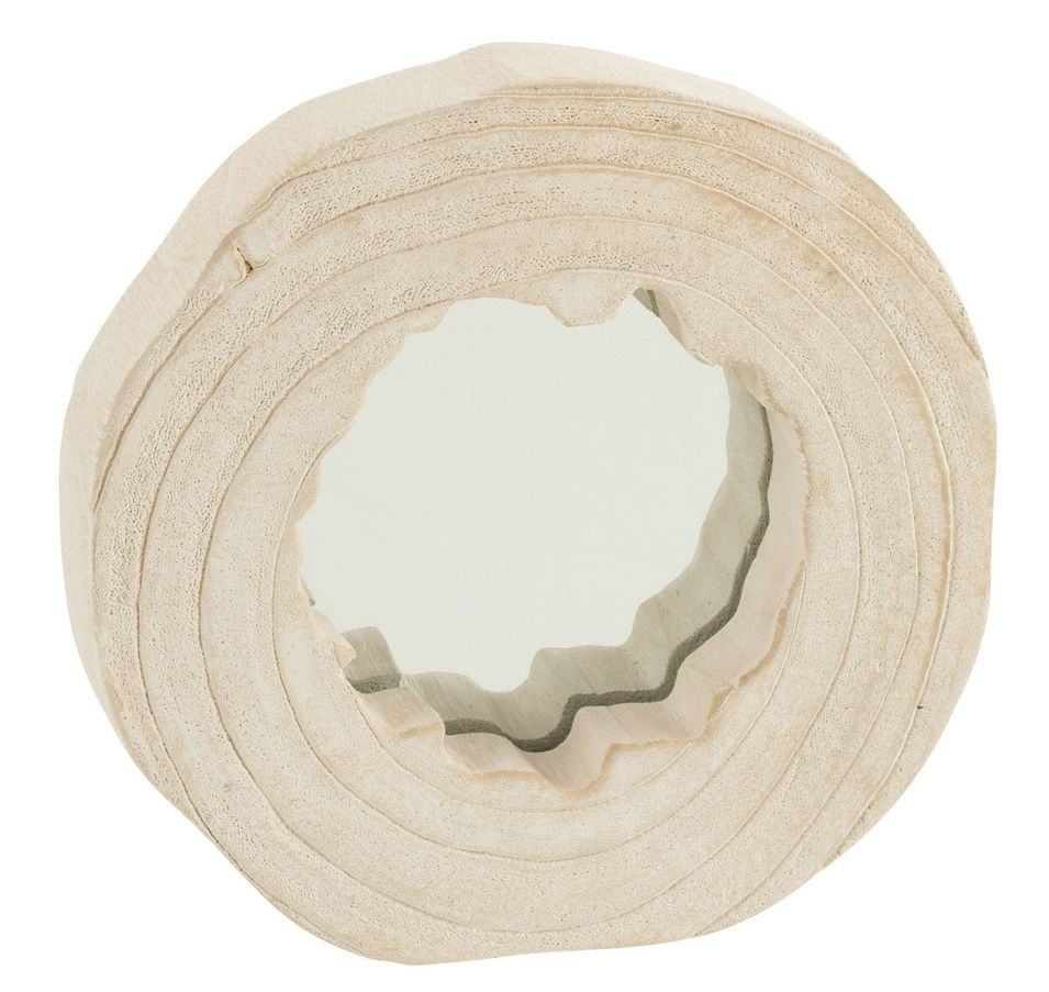 Miroir irrégulier bois de paulownia blanc Domia D 28 cm - Photo n°1