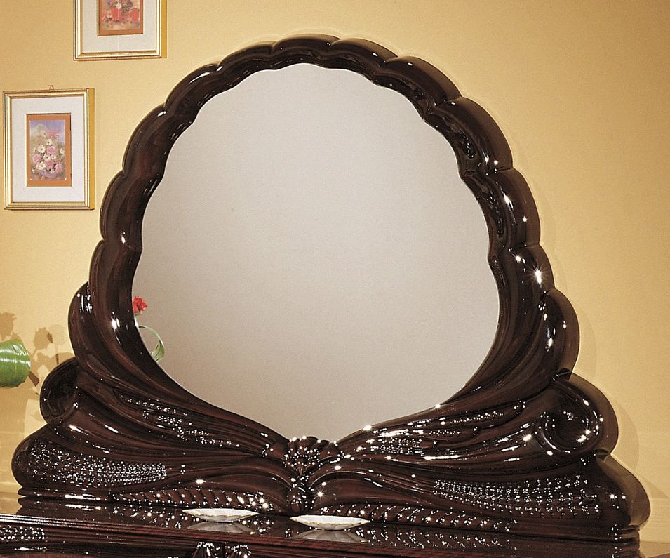 Miroir mural bois brillant acajou Denyz - Photo n°1