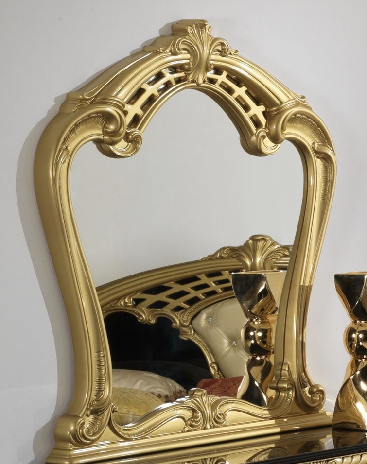 Miroir mural bois brillant doré Crissie - Photo n°1