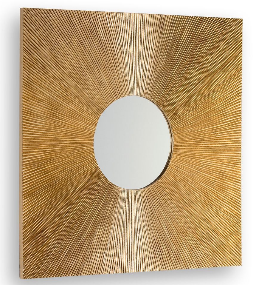 Miroir mural carré bois naturel LURY – L 80 x H 80 cm - Photo n°1