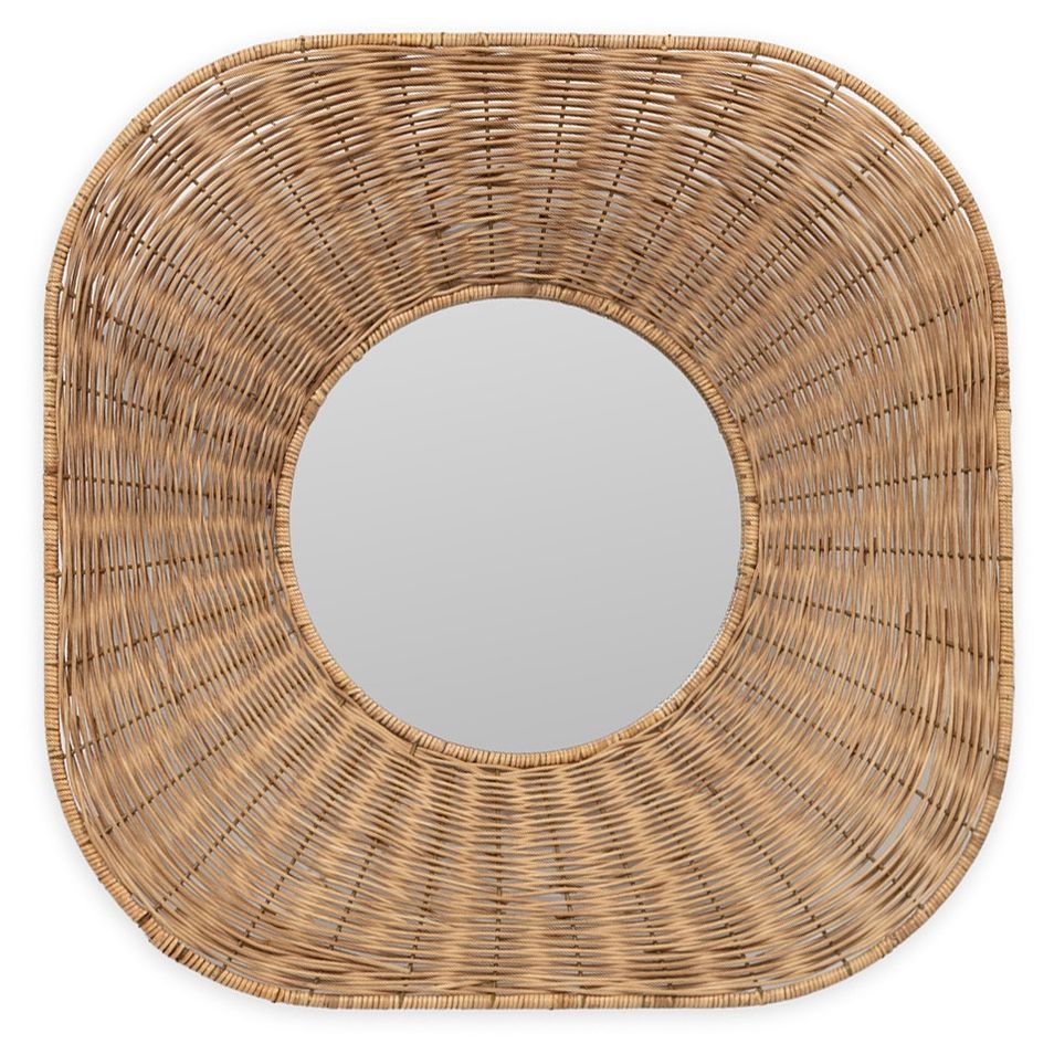 Miroir mural carré en rotin naturel PALIA – Ø 102 cm - Photo n°1