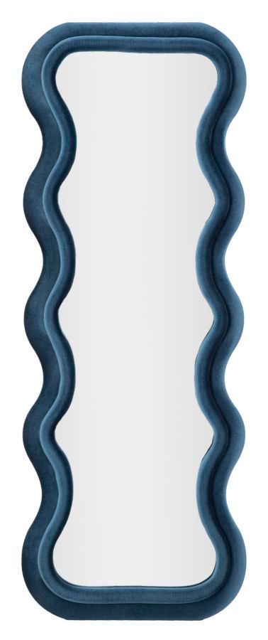 Miroir mural emily bleu velours cm 60x6x160 - Photo n°1