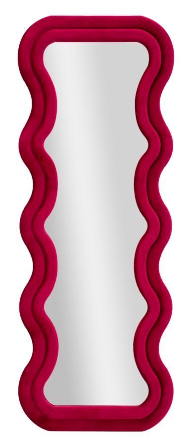 Miroir mural emily velours fuchsia 60 x 6 x 160 cm (dimensions intérieures du miroir 42 x 144 cm) - Photo n°1