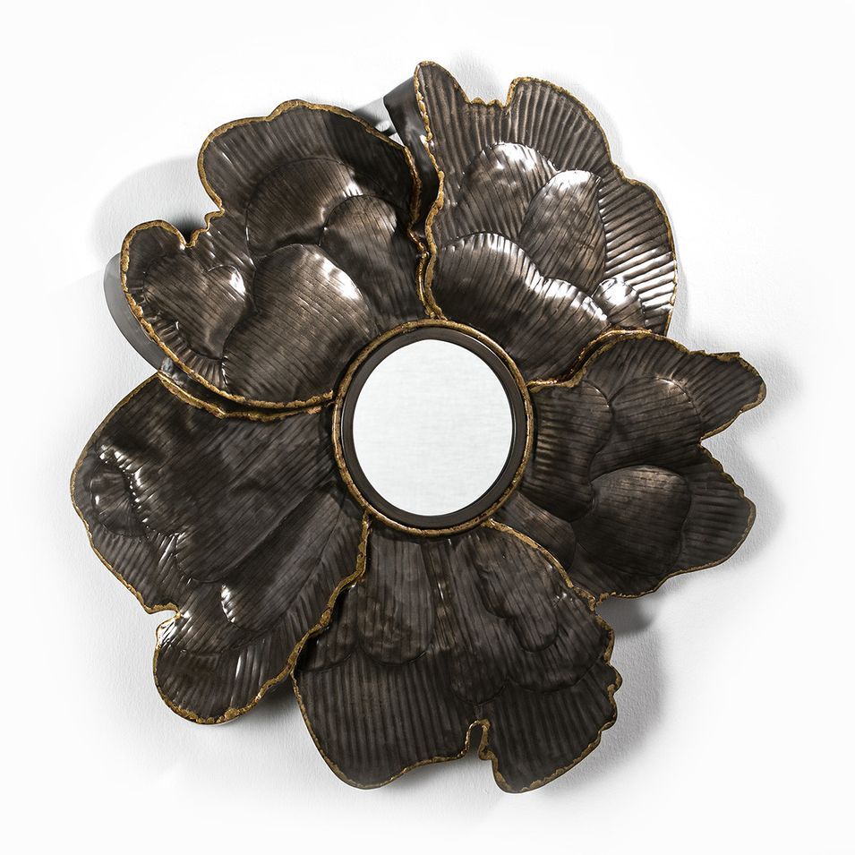 Miroir mural métal brun et doré Cailly - Photo n°1