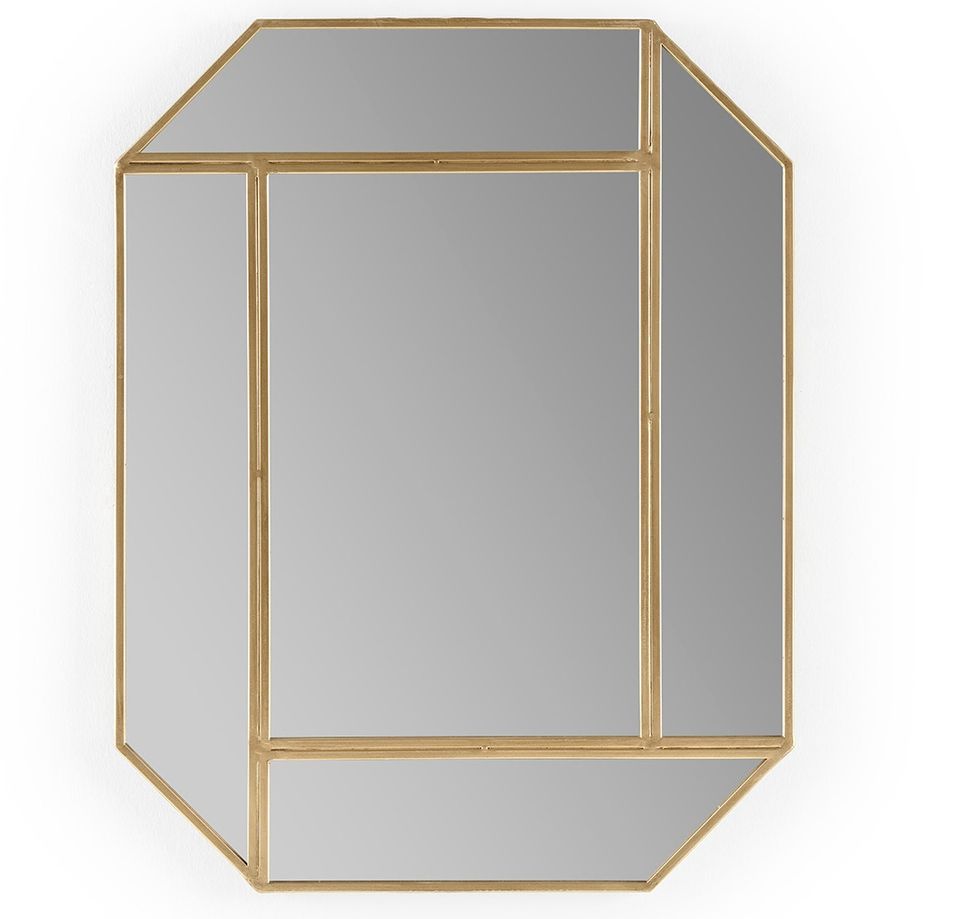 Miroir mural octogonal métal doré BENY – L 61 x H 91 cm - Photo n°1