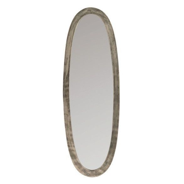Miroir mural ovale verre et métal antique gris Marino - Photo n°1