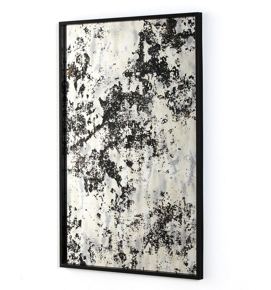 Miroir mural rectangulaire métal noir et miroir vieilli Picty - Photo n°1