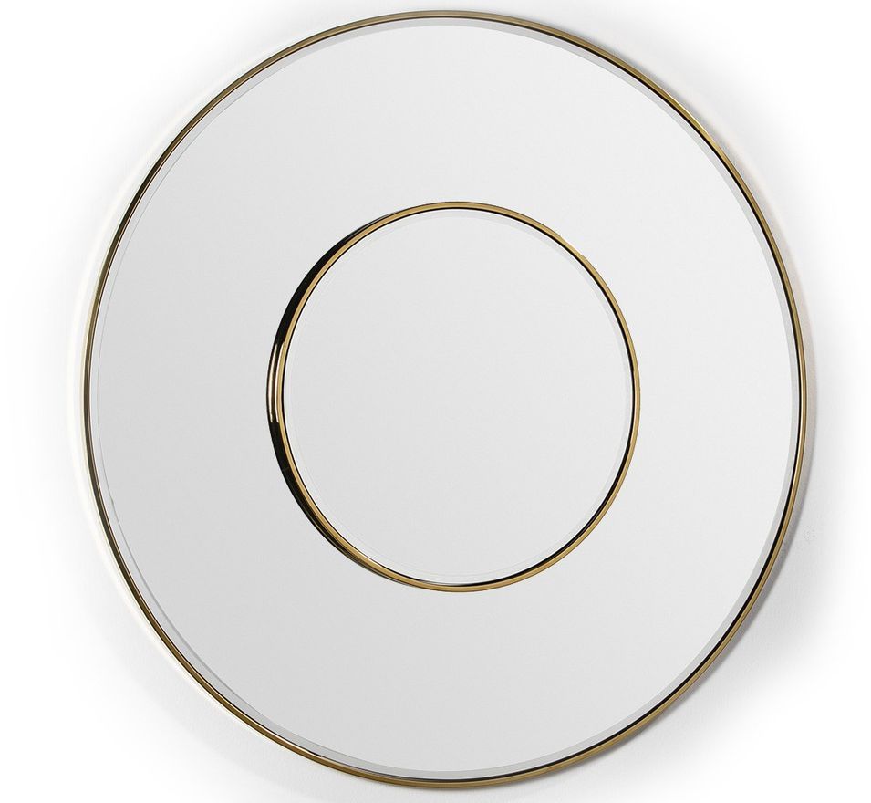 Miroir mural rond art déco en verre et métal doré POVA – Ø 120 cm - Photo n°1