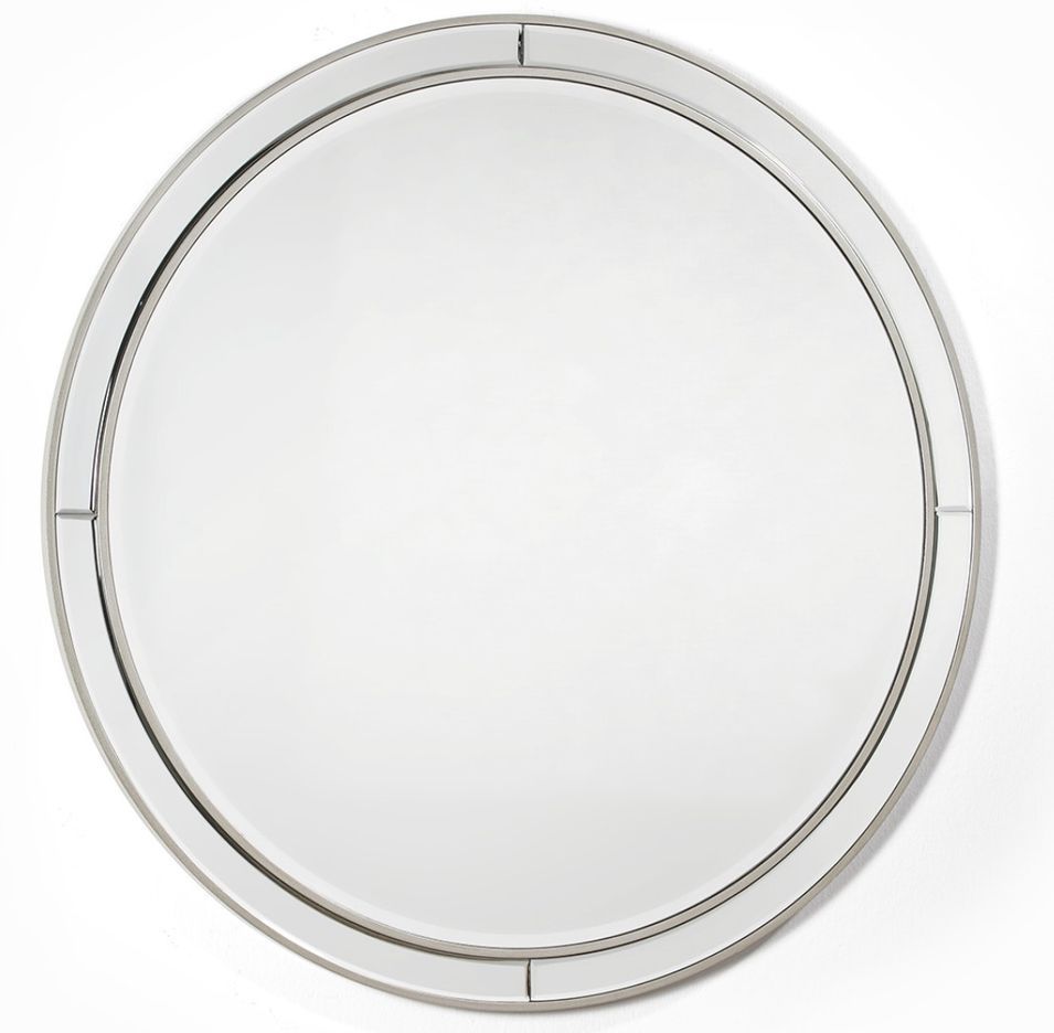 Miroir mural rond bois argenté AKTY – Ø 90 cm - Photo n°1