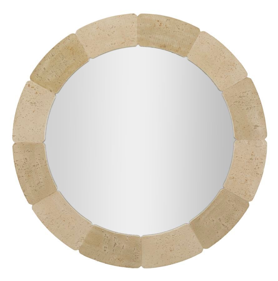 Miroir mural rond effet pierre style naturel Mira - Photo n°1
