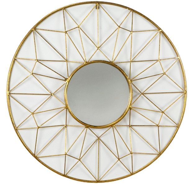 Miroir mural rond en métal doré LUZA - Ø 80 cm - Photo n°1
