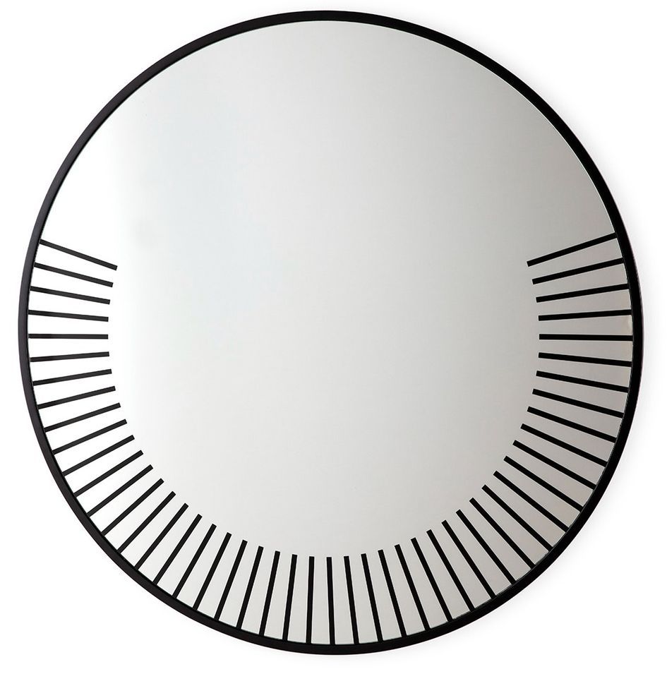 Miroir mural rond en métal et bois noir LADY – 120 cm - Photo n°1