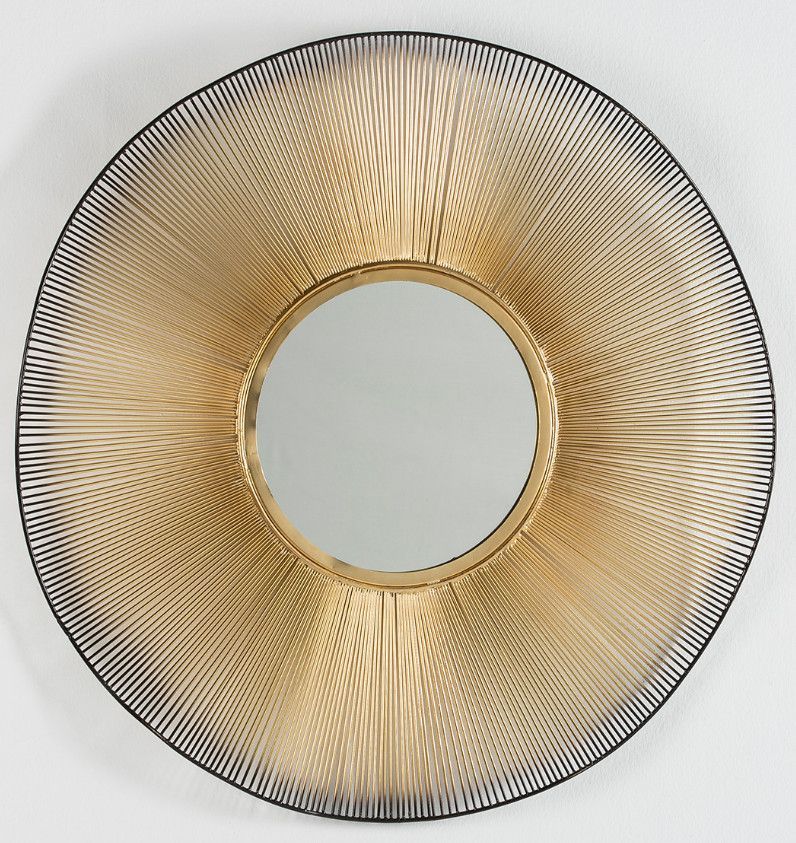 Miroir mural rond métal doré et noir Rary - Photo n°1