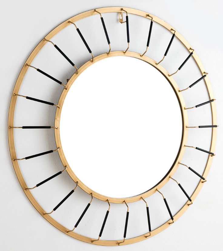 Miroir mural rond métal doré et noir Roxane - Photo n°1