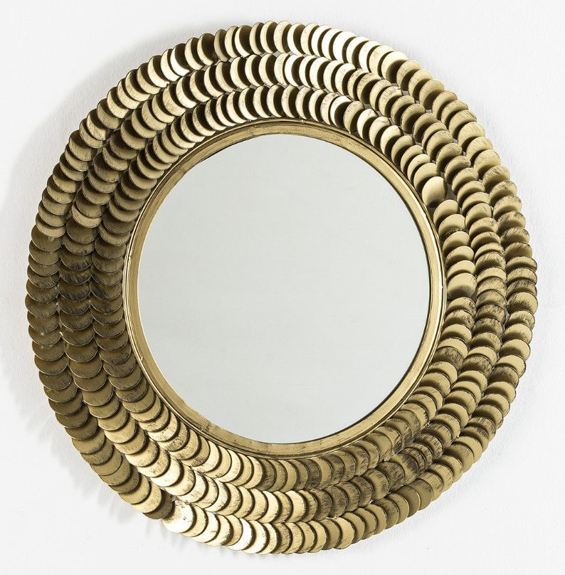 Miroir mural rond métal doré et verre Cailly - Photo n°1