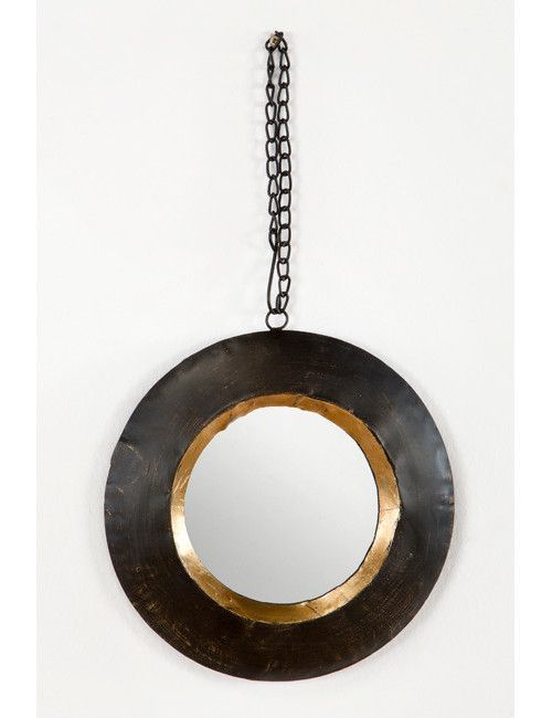 Miroir mural rond métal marron et doré Canva - Photo n°1