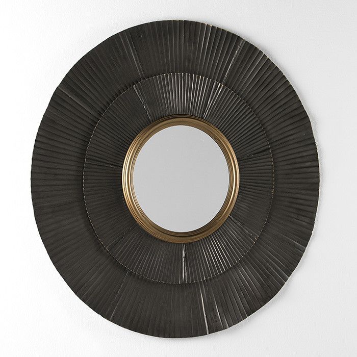 Miroir mural rond métal marron et doré Canva D 105 cm - Photo n°1