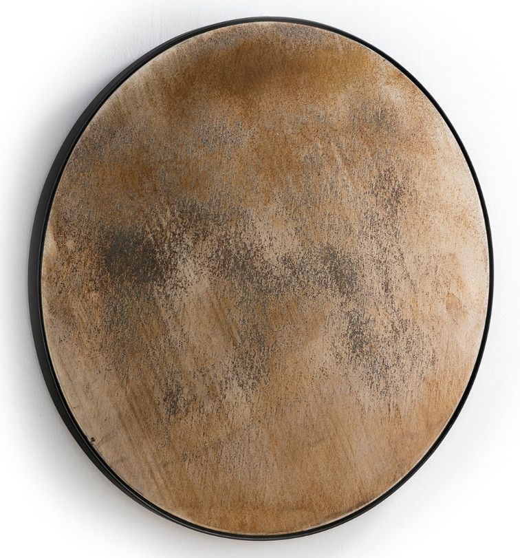 Miroir mural rond métal noir et miroir vieilli oxydé Picty - Photo n°1