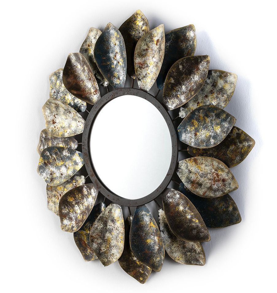 Miroir mural rond métal vieilli Cailly - Photo n°1