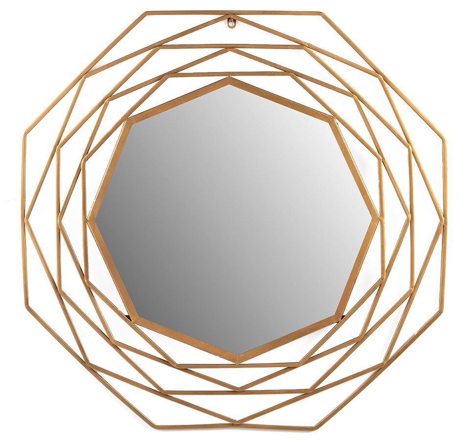 Miroir mural rond moderne en métal doré KORZA – Ø 81 cm - Photo n°1