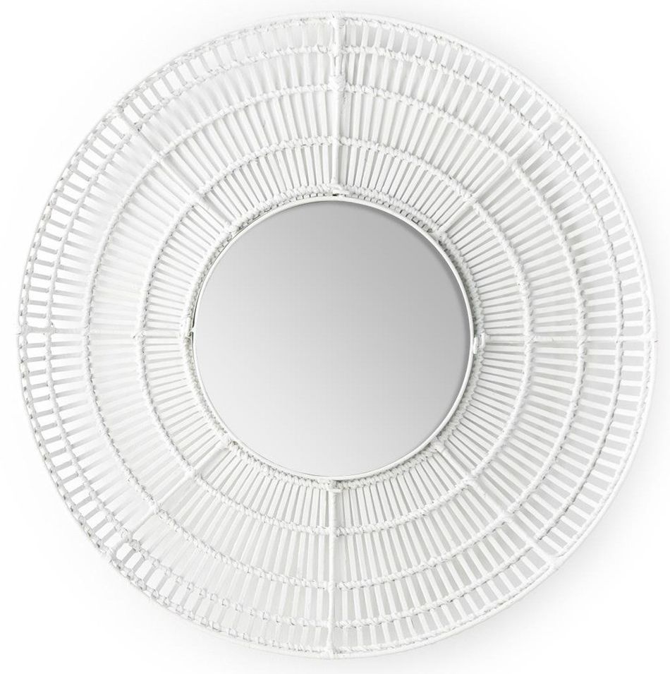 Miroir mural rond en osier blanc GALY – Ø 90 cm - Photo n°1