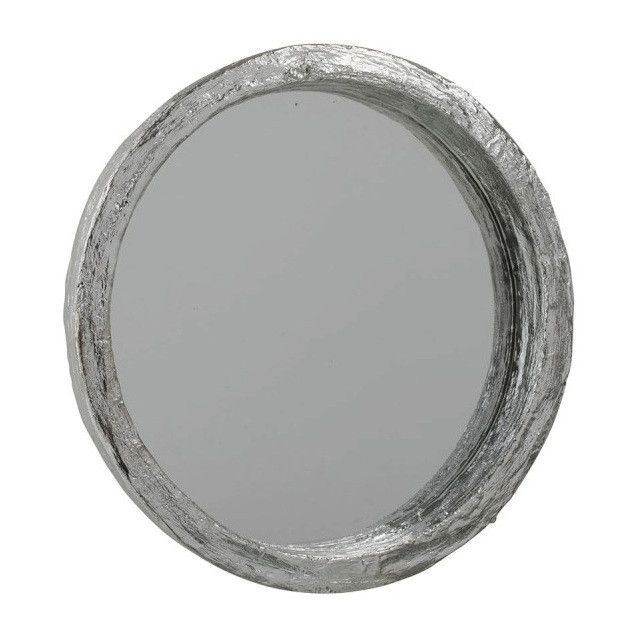 Miroir mural rond résine argentée Licia D 34 cm - Photo n°1