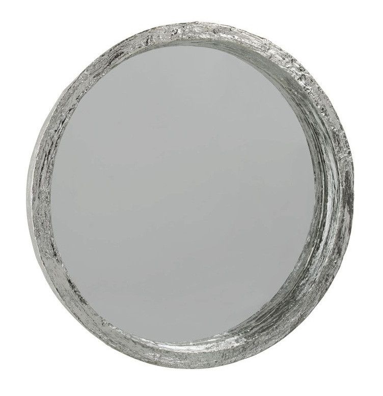 Miroir mural rond résine argentée Licia D 48 cm - Photo n°1