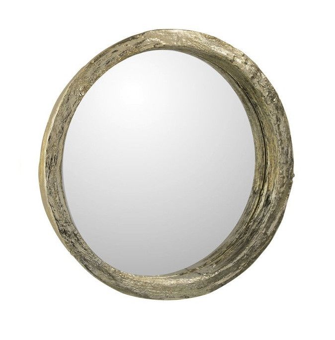 Miroir mural rond résine dorée Narsh 34 cm - Photo n°1