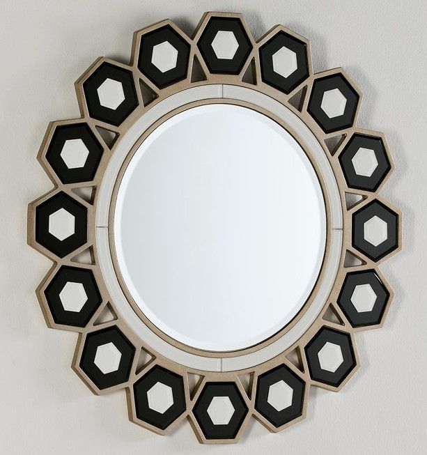 Miroir mural rond verre noir et blanc Octy - Photo n°1