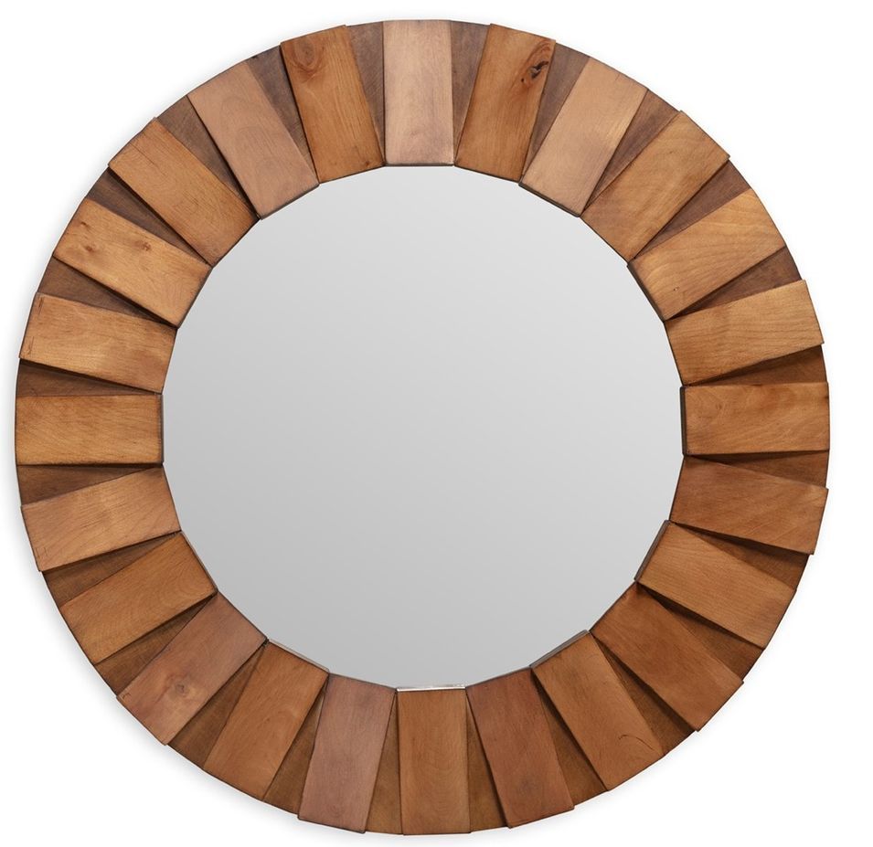 Miroir mural rondd en bois naturel SONA – Ø 89 cm - Photo n°1