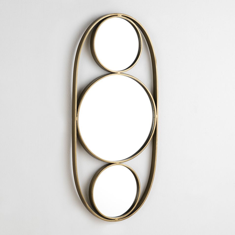 Miroir mural tri-ronds métal doré Kaïra - Photo n°1