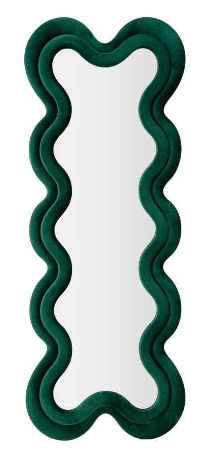 Miroir mural velours vert avec cadre en bois Judi - Photo n°1
