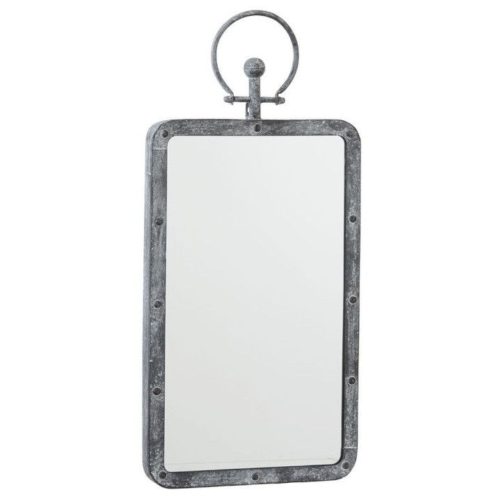 Miroir mural verre et métal antique gris Liath - Lot de 4 - Photo n°1