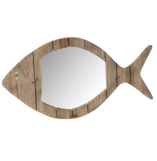 Miroir poisson bois massif clair Azura - Lot de 4 - Photo n°1