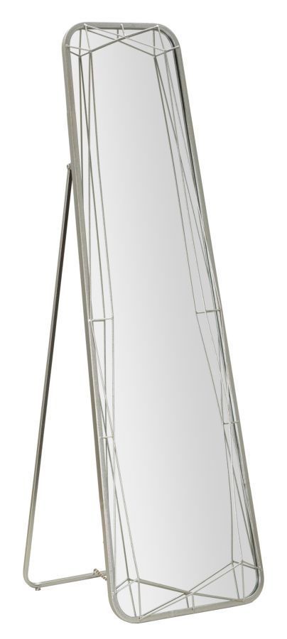 Miroir sur pied argenté design contemporain Ema - Photo n°1