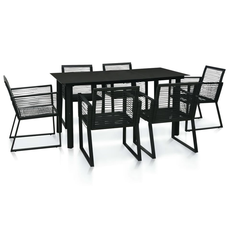Mobilier à dîner d'extérieur 7 pcs Rotin PVC Noir - Photo n°1
