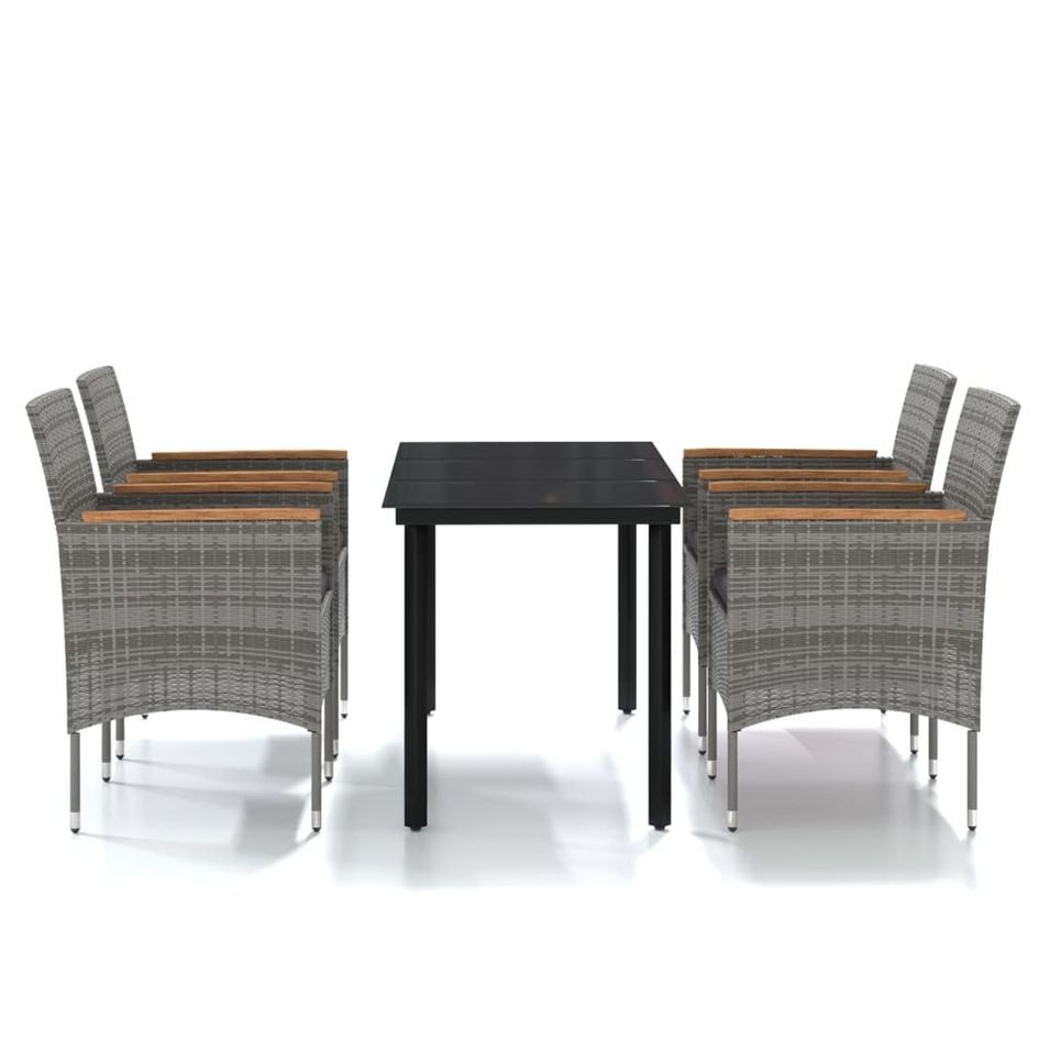 Mobilier à dîner d'extérieur avec coussins 5 pcs Gris et noir - Photo n°1