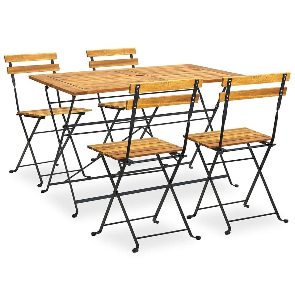 Mobilier à dîner d'extérieur pliable 5 pcs Bois d'acacia solide 2 - Photo n°1