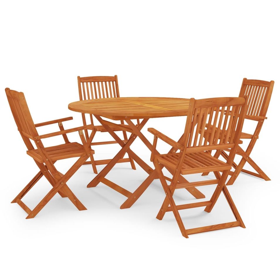Mobilier à dîner d'extérieur pliable 5 pcs Bois d'eucalyptus 3 - Photo n°1