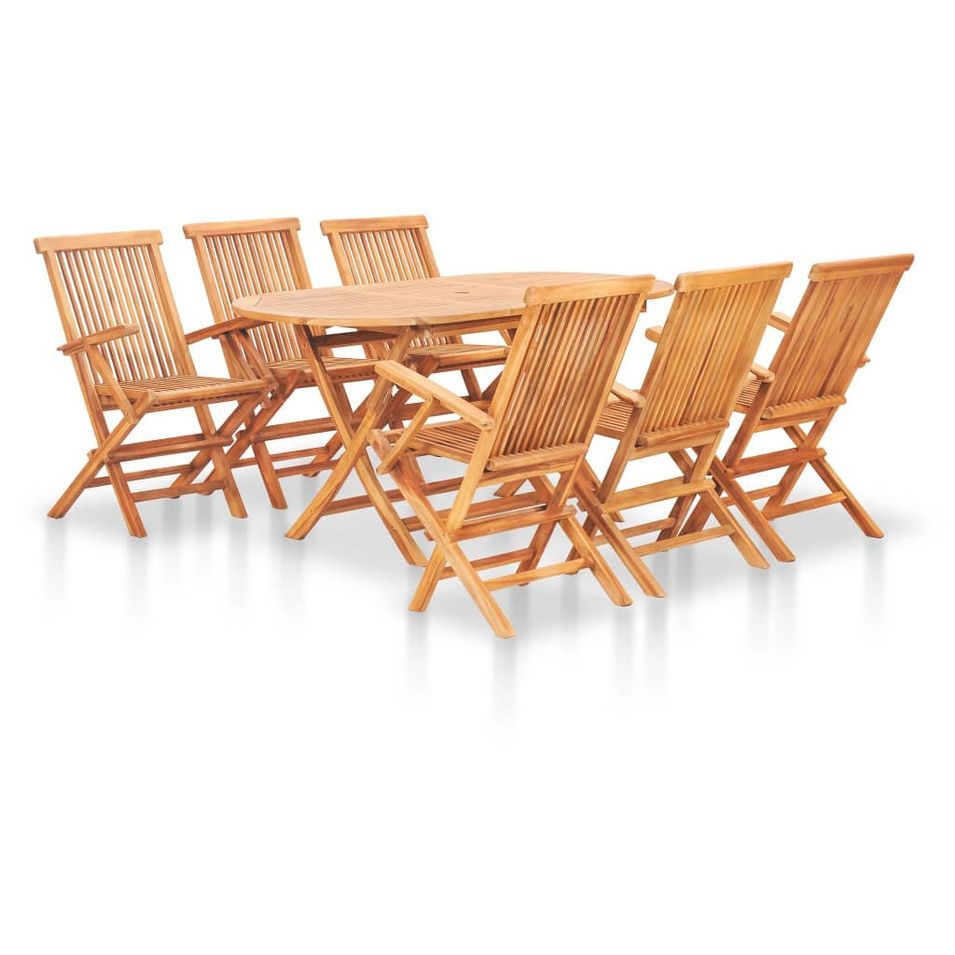 Mobilier à dîner d'extérieur pliable 7 pcs Bois solide de teck 4 - Photo n°1