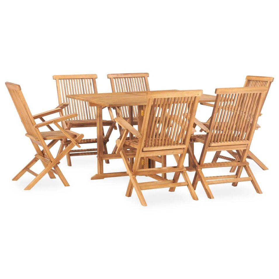 Mobilier à dîner d'extérieur pliable 7 pcs Bois solide de teck - Photo n°1