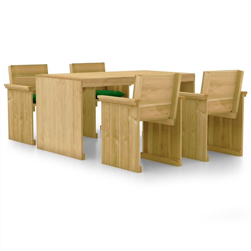Mobilier à dîner de jardin 5 pcs avec coussins Pin imprégné 3 - Photo n°1