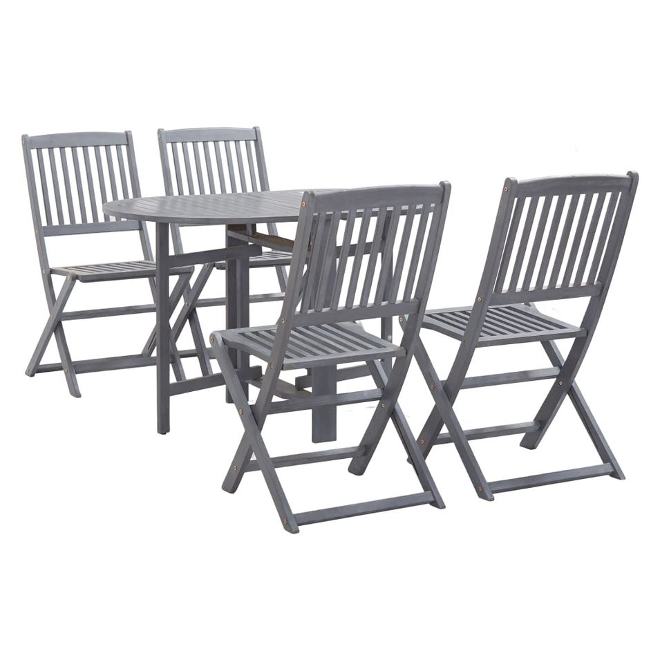Mobilier à dîner de jardin 5 pcs Bois d'acacia massif Gris 2 - Photo n°1