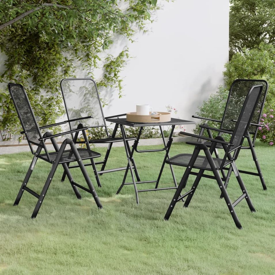 Mobilier à dîner de jardin 5 pcs Maille Métal Anthracite - Photo n°1