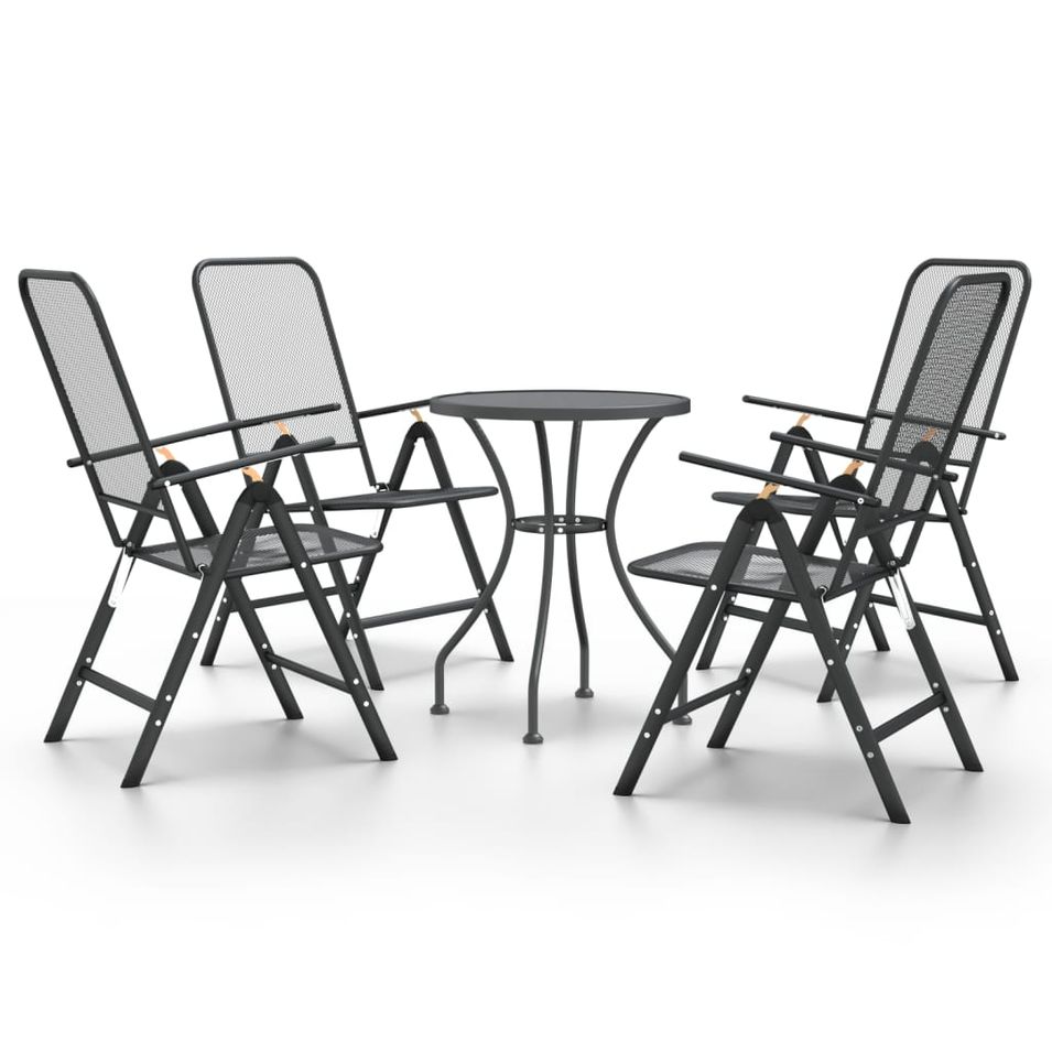 Mobilier à dîner de jardin 5 pcs Maille Métal Anthracite 3 - Photo n°1
