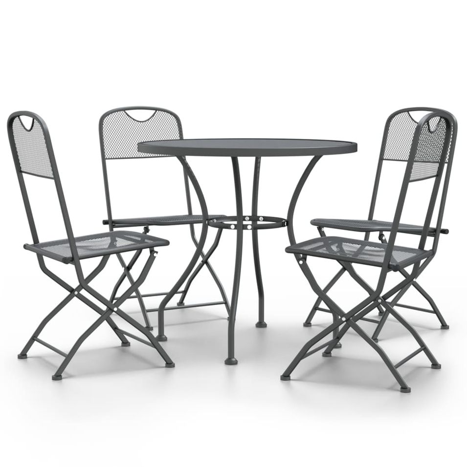 Mobilier à dîner de jardin 5 pcs Maille Métal Anthracite 5 - Photo n°1