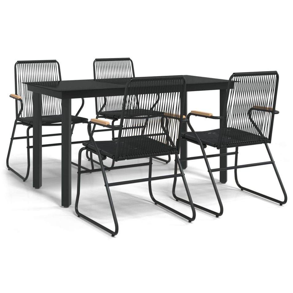Mobilier à dîner de jardin 5 pcs Noir Rotin PVC - Photo n°1